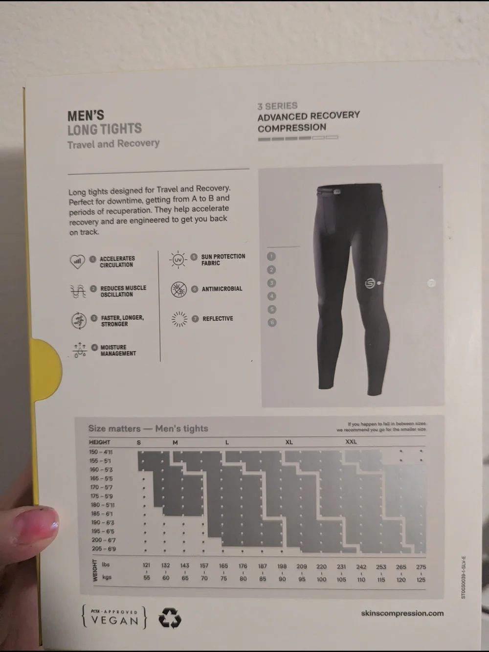 SKINS Men's 3 Series Black Long Tights XL